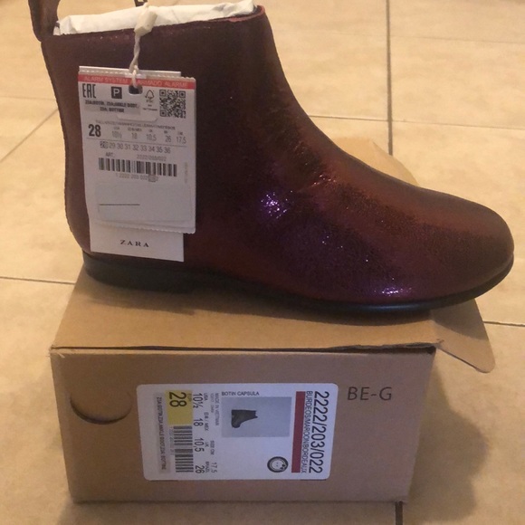 Toddler girl Zara leather glitter booties